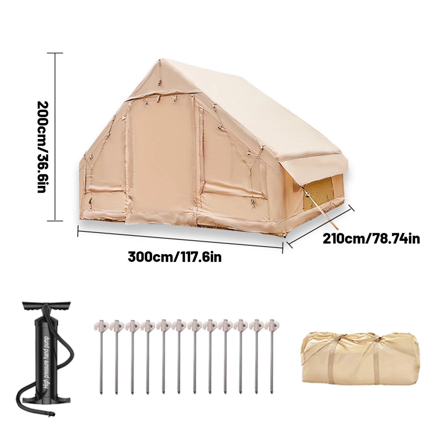 Tente de camping gonflable PAKICETUS pour 4 à 8 personnes avec fenêtres, tente de camping portable résistante à l'eau