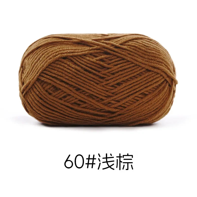 Pelote de Fil de Coton de Lait Peigné à 4 Brins, Laine Douce pour Crocheter et Tisser à la Main, 50g Chacun. 120M)