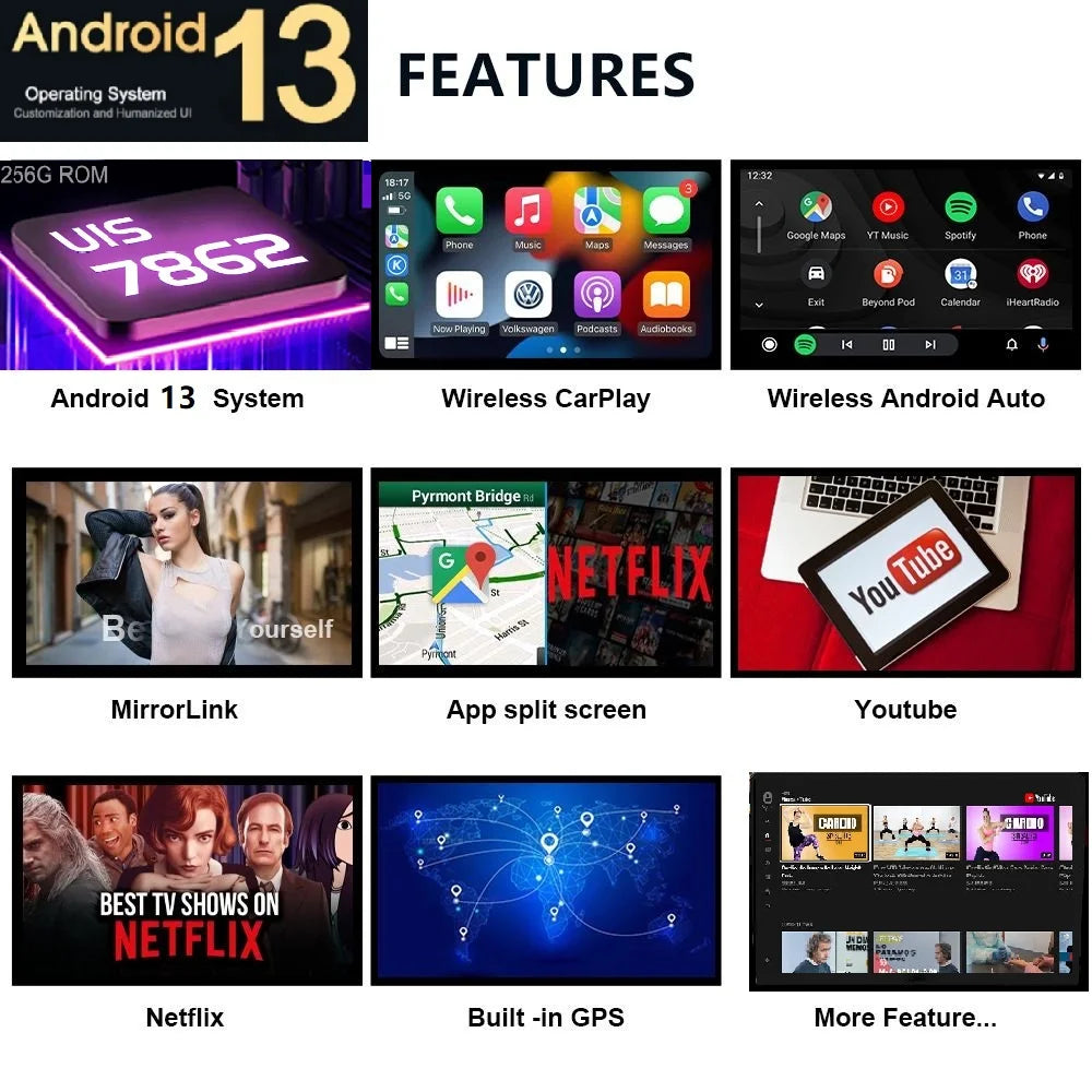 Écran IPS Android pour Dodge RAM 13.6 1500-2019, Limitation Radio, Lecteur Vidéo Stéréo, Navigation GPS, Unité Principale, Carplay, 2023