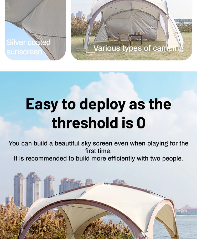Tente dôme extra large Sonuto, gazebo de camping pop-up avec moustiquaire, protection solaire imperméable, pavillon pour fête en plein air