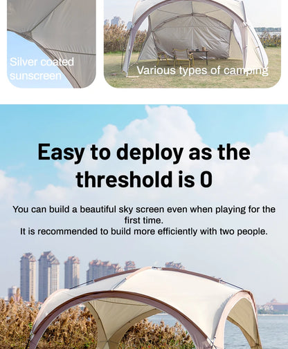 Tente dôme extra large Sonuto, gazebo de camping pop-up avec moustiquaire, protection solaire imperméable, pavillon pour fête en plein air