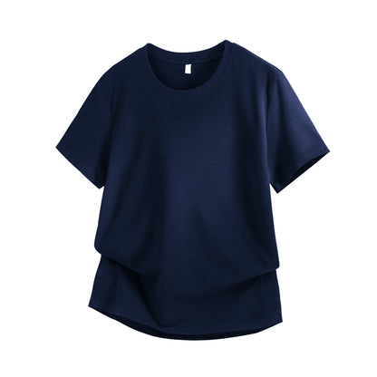 Silk-Matte Cotton Men's ort-Sve T-irt Busin Simple Summer Thin Ice Silk Loose Youth round Ne Trendy Versatile Top