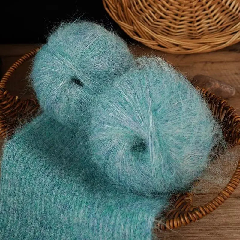 Fil de Mohair d'alpaga coloré à cheveux longs de 300 g, matériel de bricolage fait à la main, aiguilles à tricoter, pull pour femme, manteau, boule de fil de châle, 1 pièce = 6 pièces = 300 grammes