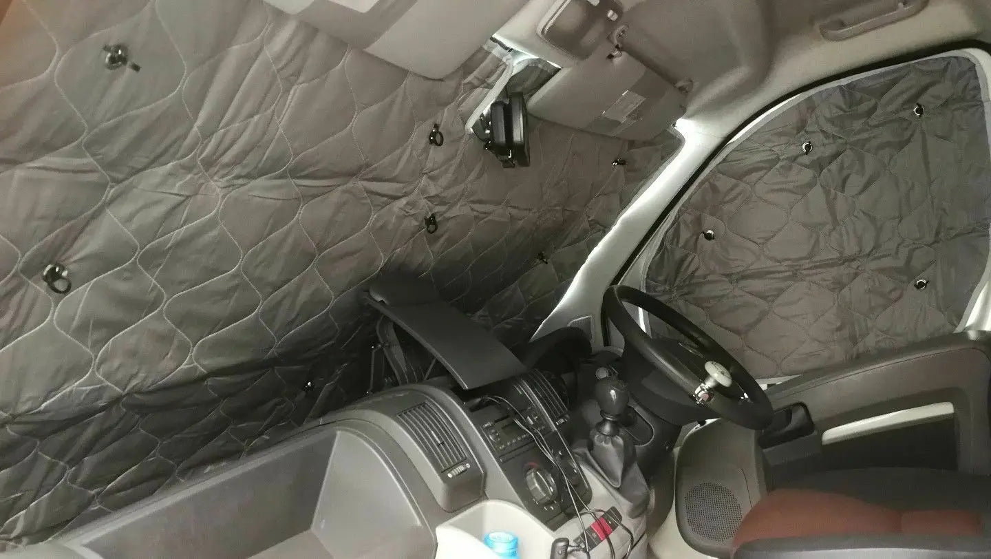 Stores thermiques internes pour pare-brise, couverture de pare-brise, pare-soleil, 7 couches, Fiat Ducato 2006 2022, KIT Boxer, cristaux et citations