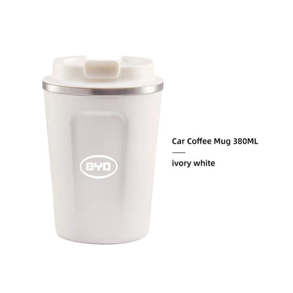 Tasse à café de voiture de 380ML, tasse thermique de voyage en acier inoxydable pour BYD Qing E3 Atto 3 E6 Tang F3 D1 chanson Yuan E2 E1 I3 G3 M6 F3R E9 S8