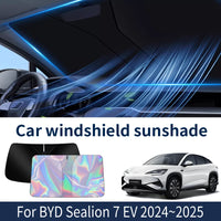 واقي شمس للزجاج الأمامي لسيارة BYD Sealion 7 2024 ~ 2025 Sealion 07 EV، واقي شمس للسيارة، عزل حراري، ملحقات تبريد صيفية