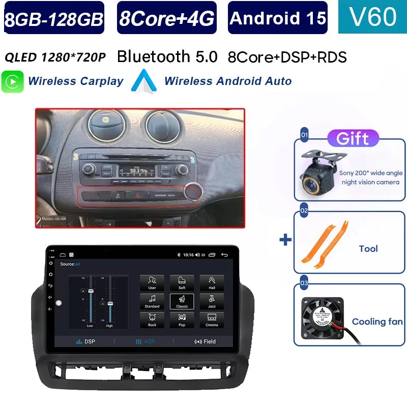 Écran tactile QLED de Navigation GPS pour Seat Ibiza 2012 – 2015, Android Auto Radio, lecteur vidéo multimédia de voiture, 5G, WIFI, BT, sans DVD 2din