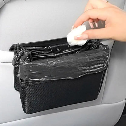 Poubelle automatique pliable avec couvercle magnétique, sac de rangement pour siège arrière de voiture, évaluation Leak-Verde