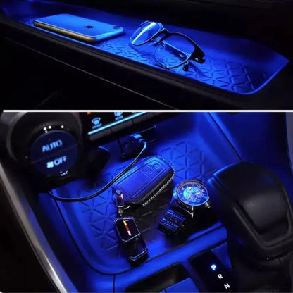 Pour Toyota RAV4 2019-2024 Console de tableau de bord intérieur de voiture barre lumineuse bleue bande lampes de décoration 3 pièces