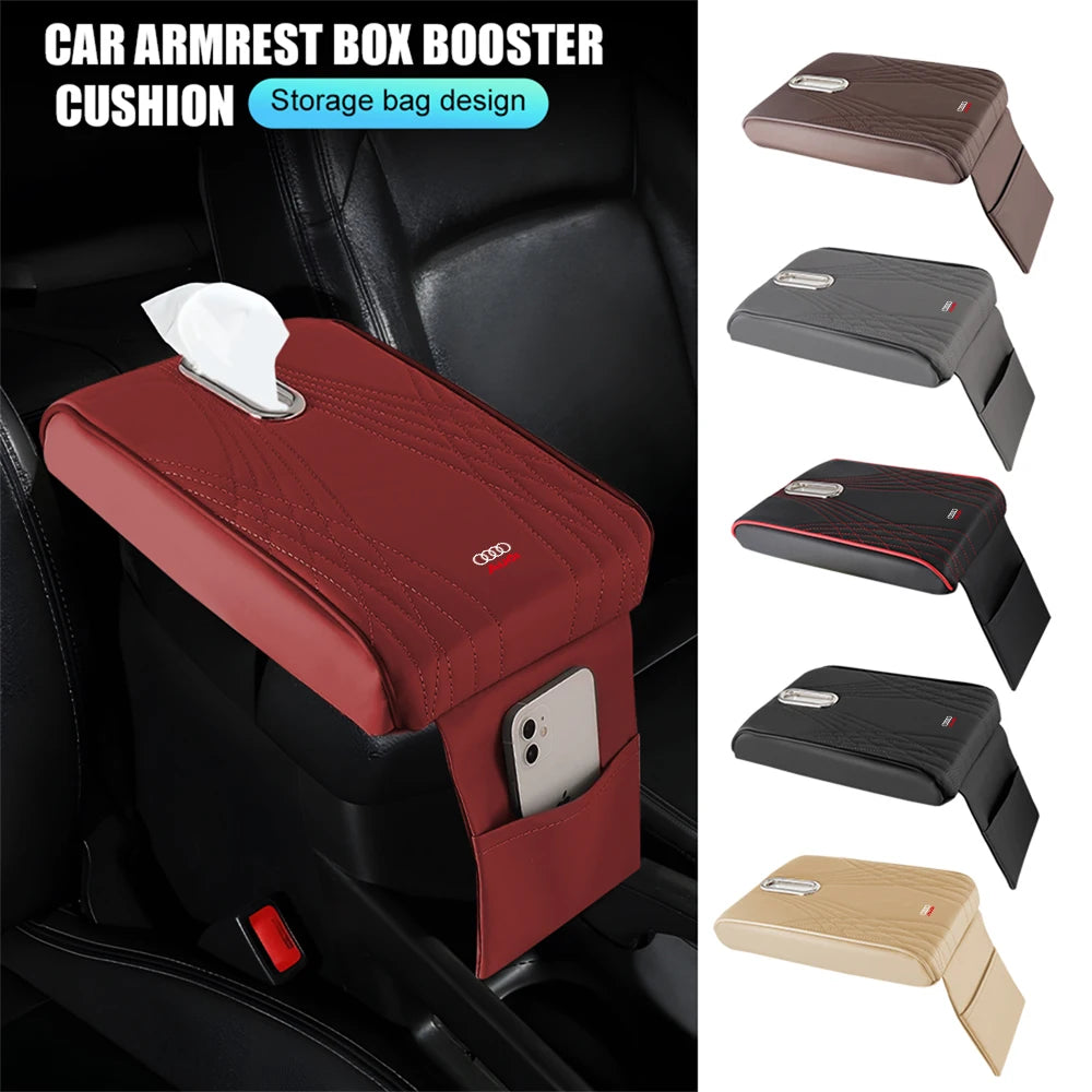 Boîte d'accoudoir de voiture en cuir, 1 pièce, housse de coussin de Protection avec sac de rangement pour Audi Sline A3 8P 8L 8V A4 B8 B6 B7 B9 A6