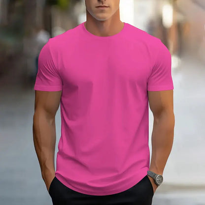 2024 Nouveau Col Rond À Manches Courtes T-Shirt Classique Mode Solide Couleur Sport Respirant À Manches Courtes D'été Respirant Gym Top