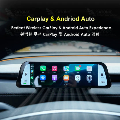 SATONIC 9.66 ''modèle 3 Y Dasbhoard écran pour Tesla 2026 modèle Y Juniper Support sans fil Carplay et android changement de vitesse automatique