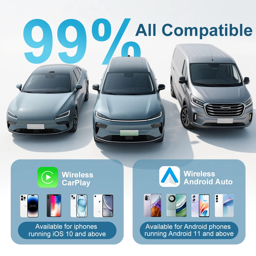 2 en 1 sans fil apple CarPlay Mini AI Box Bluetooth pour adaptateur de jeu de voiture universel Android Auto Dongle Plug & Play KowanKit 2026