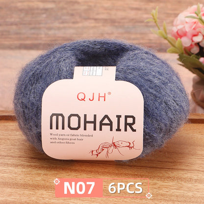 Fil Mohair doux et chaud, 6 paquets/150g, chaussettes de pull en tricot faites à la main, fil d'écharpe châle au Crochet, 60% Mohair, 40% acrylique
