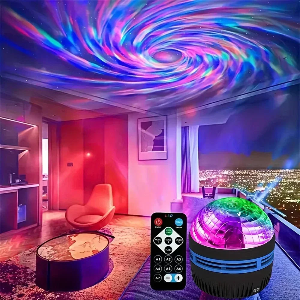 جهاز عرض النجوم المجري RGB يعمل بمنفذ USB، مصباح ليلي مع جهاز تحكم عن بعد، مثالي لتزيين الغرف والحفلات وهدايا أعياد الميلاد