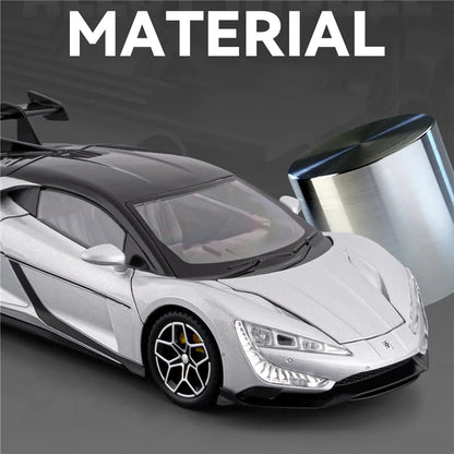 BYD Yangwang – modèle de voiture de sport électrique en alliage U9, en métal moulé sous pression, nouvelle énergie, modèle de véhicule de course, son et lumière, jouet pour enfants, cadeau, 1/24