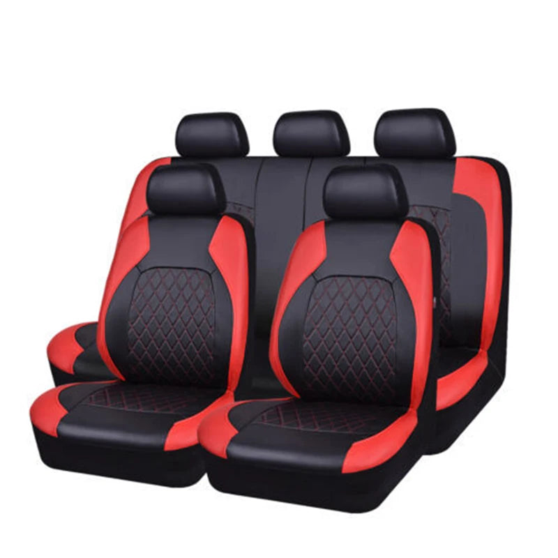 Ensemble complet de housses de siège de voiture, 9 pièces, housses de Protection imperméables et antidérapantes en cuir PU, accessoires universels pour camions et Van SUV