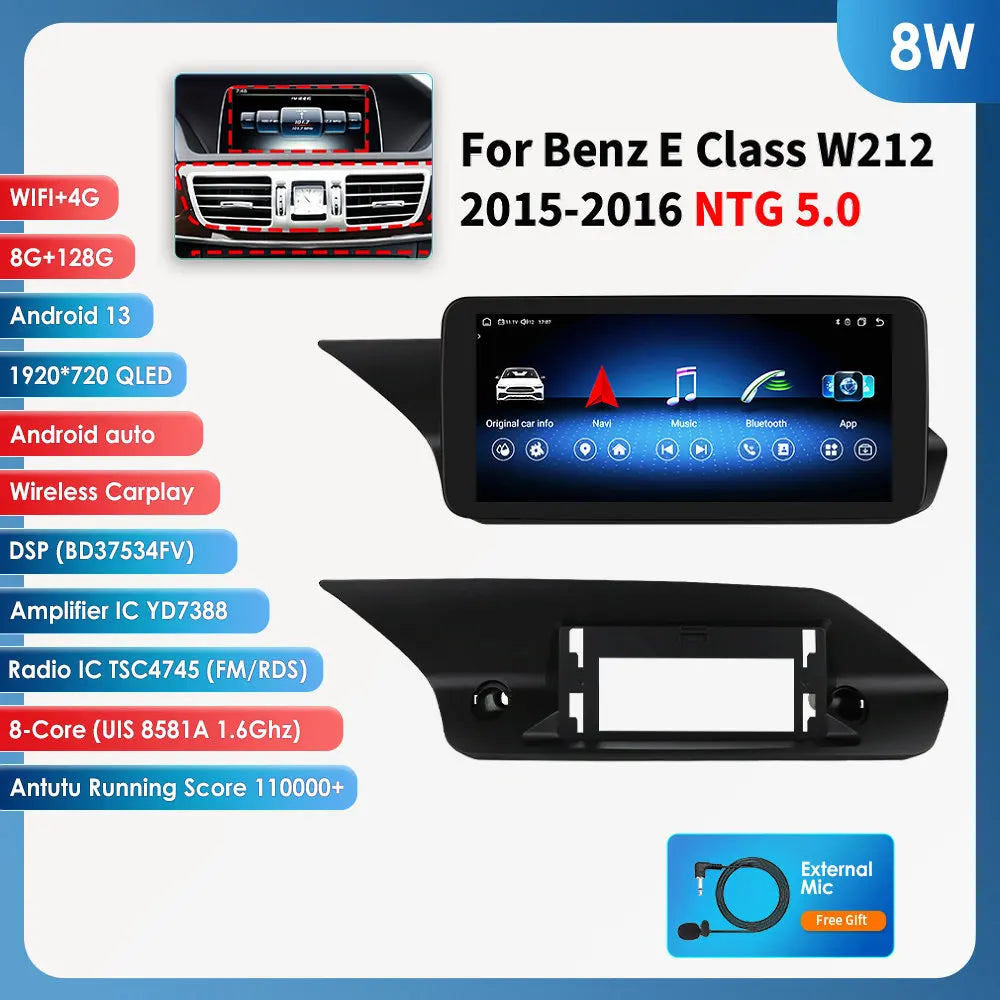 Autoradio Android 13 de 10.25 Pouces avec Lecteur de Limitation 4G Carplay, pour Mercedes Benz W212 Classe E NTG 4.0 4.5 5.0 E200 E230 E260 E300 S212
