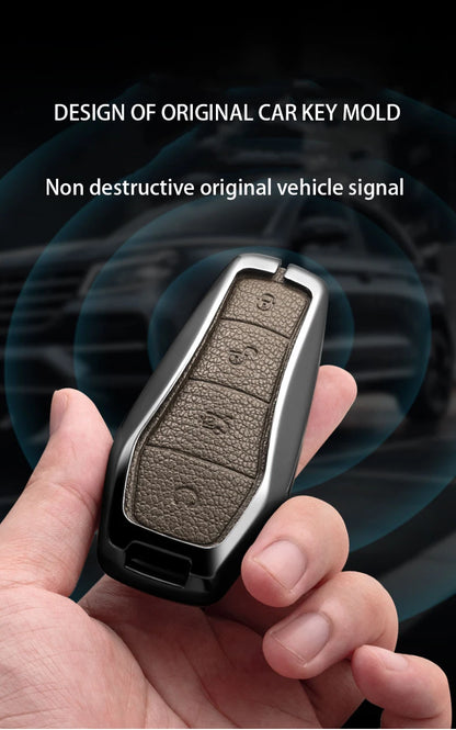 Nouveau Style en alliage peau de mouton voiture clé housse pour BYD chanson Pro Plus Max Dmi EV joint dauphin télécommande clé Auto accessoires