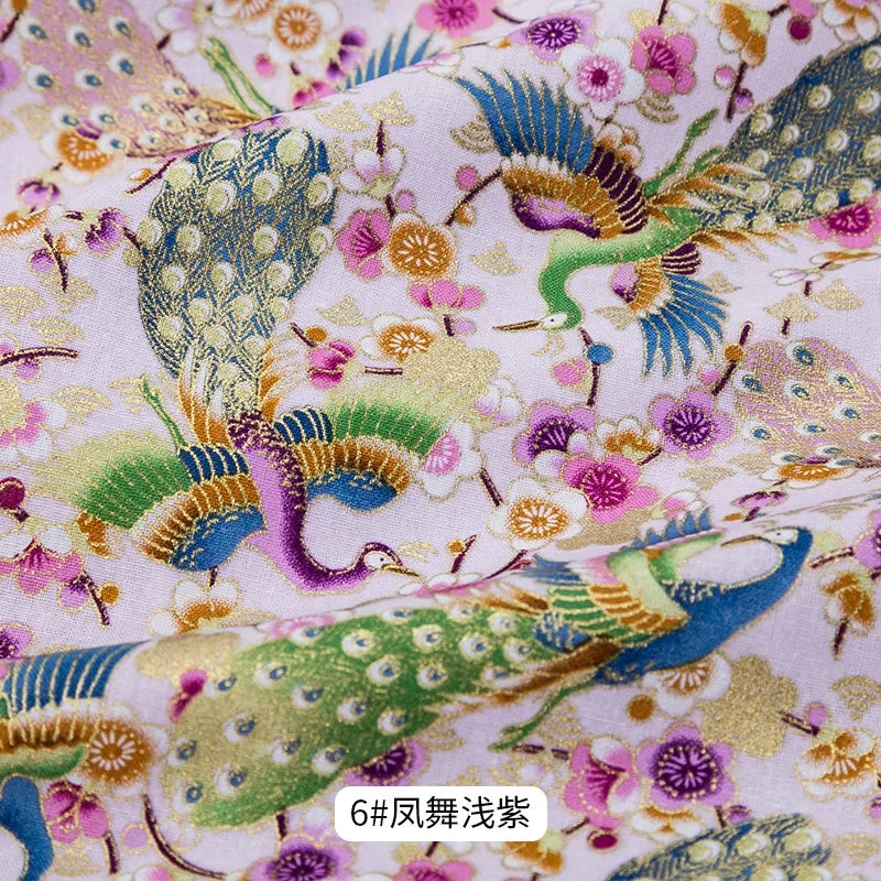 Tissu bronzé Kimono japonais 50x145cm, tissu en coton imprimé fleurs de cerisier Sushi, matériaux de bricolage, accessoires de Patchwork pour la couture