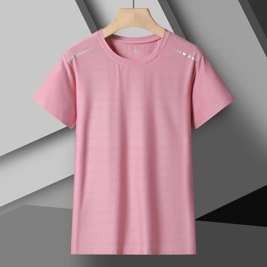 T-Shirt de course réfléchissant pour femmes, haut de Sport en soie glacée à haute élasticité, respirant, à séchage rapide, pour l'été, Cool, T-Shirt actif à manches courtes