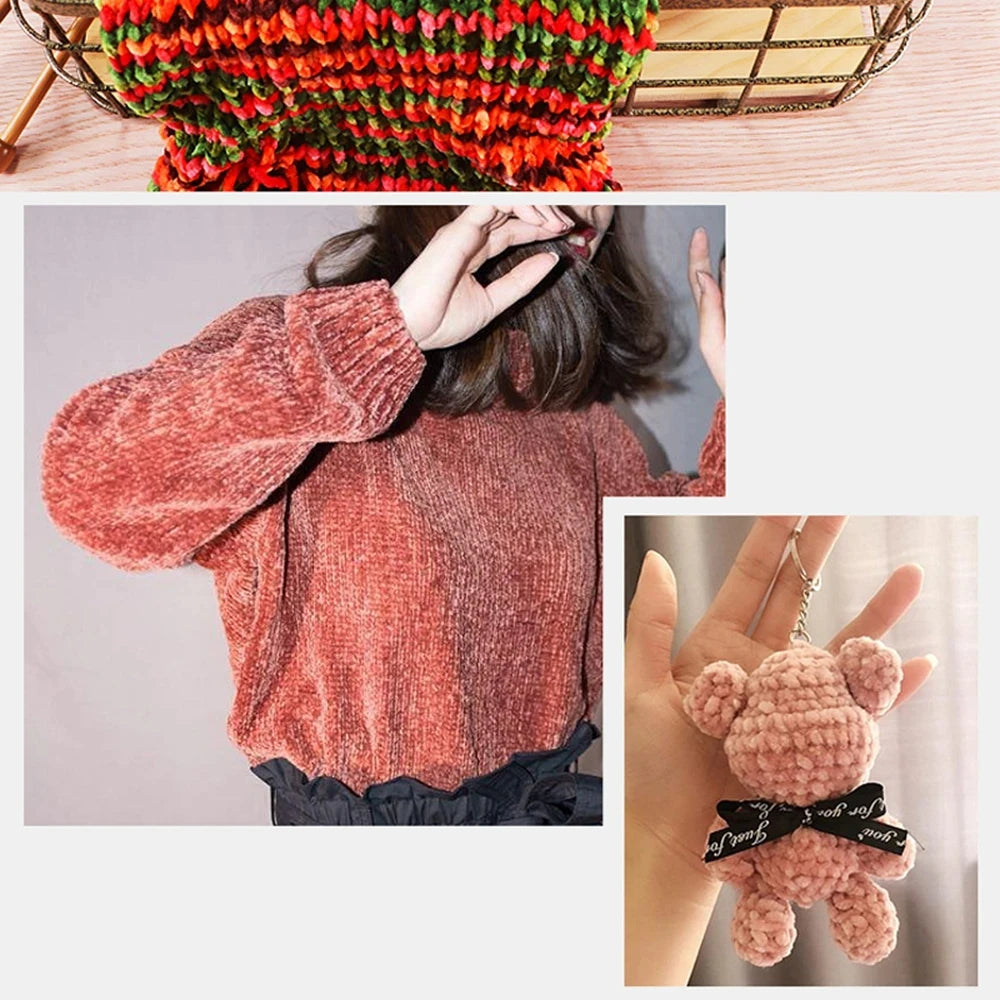 Fil de velours doux en Chenille, mélange de laine tricotée au Crochet, écharpe faite à la main, manteau, couverture et chapeau pour bébé, 95g