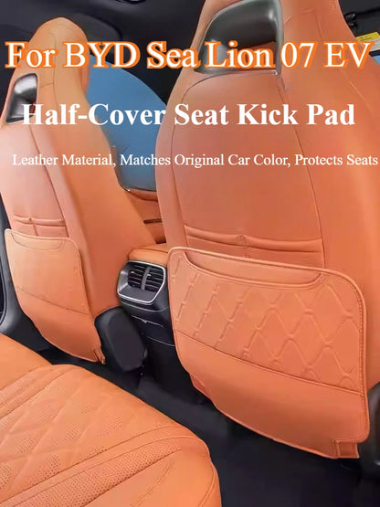 Tapis Anti-coup de pied pour siège arrière BYD Sealion 7 Sea Lion 07 EV 2024 2025, couleur de voiture originale, tapis Anti-coup de pied en cuir