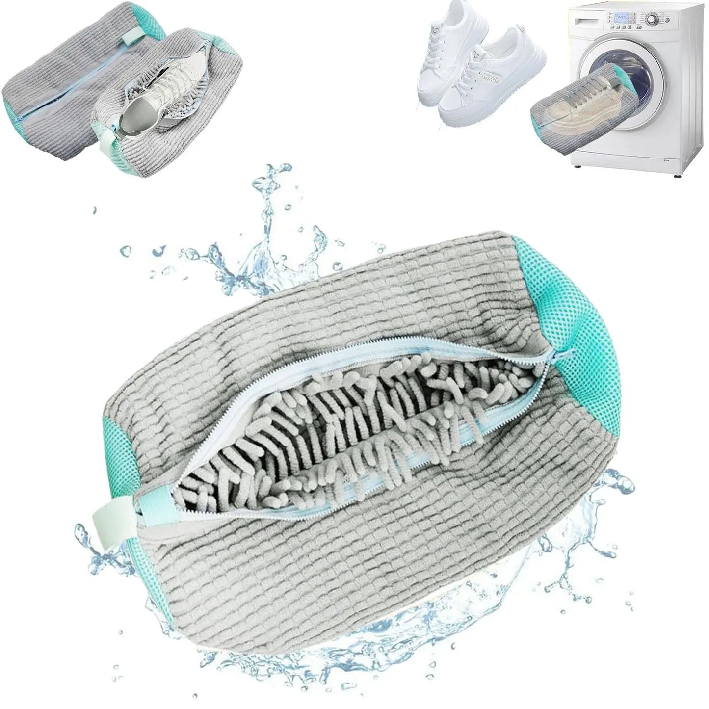 Sac de lavage pour chaussures durable (1/2 pièces) pour tous types de chaussures, idéal pour les baskets et les chaussures décontractées, sac de lavage pour la lessive