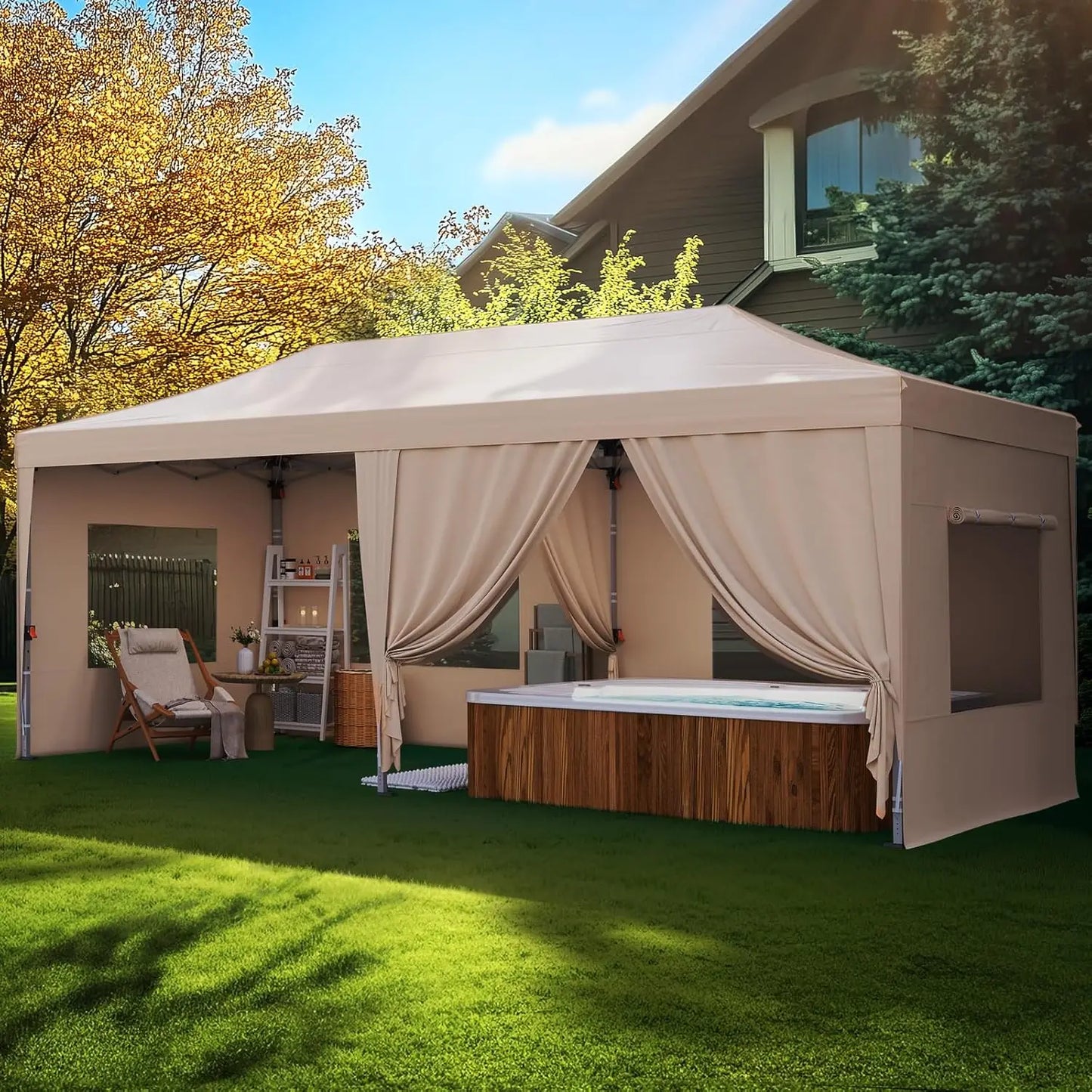 Tente pliante 10x20 avec 6 parois latérales amovibles, tente de réception robuste pour événements extérieurs, mariages, personnalisable