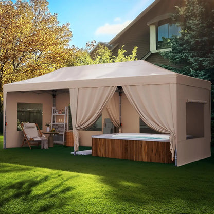 Tente pliante 10x20 avec 6 parois latérales amovibles, tente de réception robuste pour événements extérieurs, mariages, personnalisable