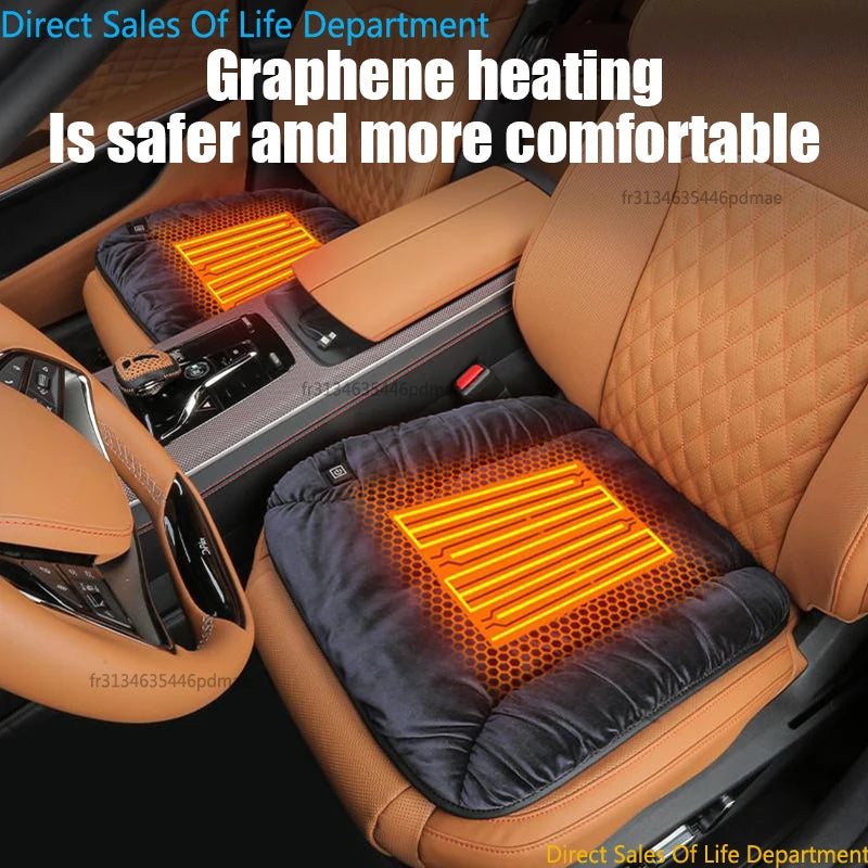 Coussin chauffant de voiture en graphène, coussin de siège en peluche d'hiver, coussin unique électrique USB chaud universel monté sur véhicule 12V, 1 pièce