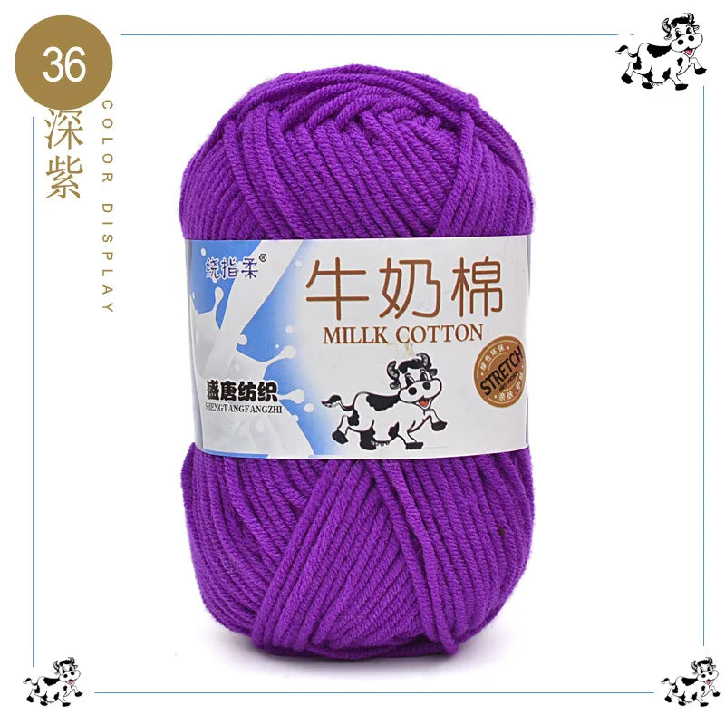 Fil à tricoter en coton au lait, 5 brins, 50g, pour bricolage de sacs de poupée, fil, écharpe, chaussettes