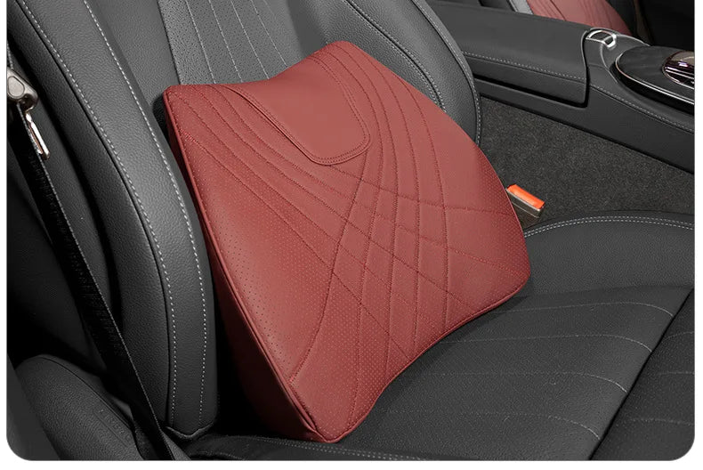 Ensemble d'oreillers pour appui-tête de voiture, couture en cuir, Support de taille lombaire, mousse à mémoire de forme, coussin de protection du cou, accessoires, nouvelle collection