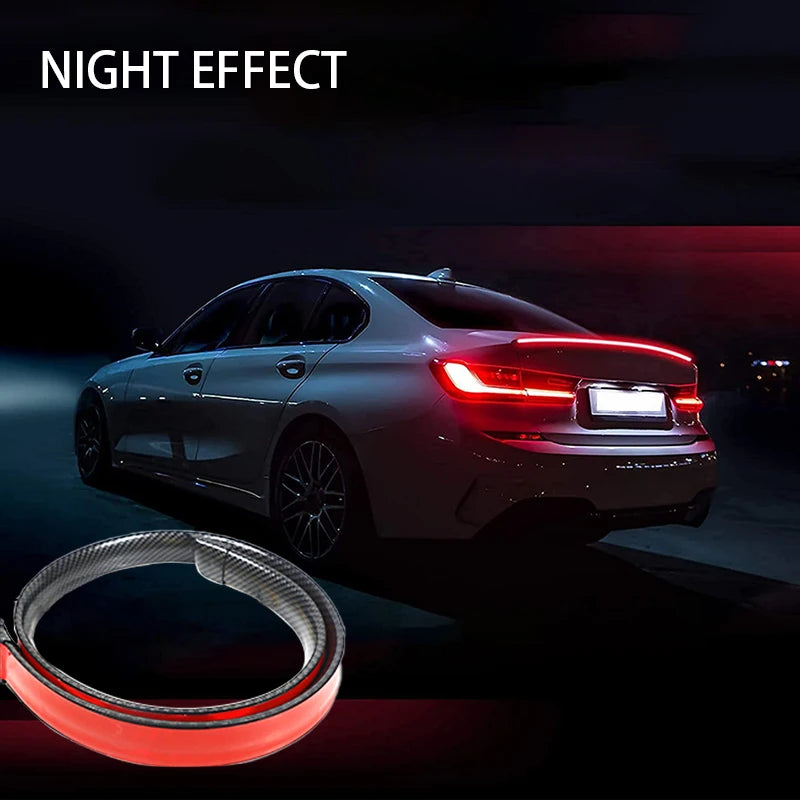 SEAMETAL 120cm Led Spoiler lumière universelle en Fiber de carbone voiture becquet arrière lampe à flux la troisième feu Stop feux de signalisation d'arrêt 12V