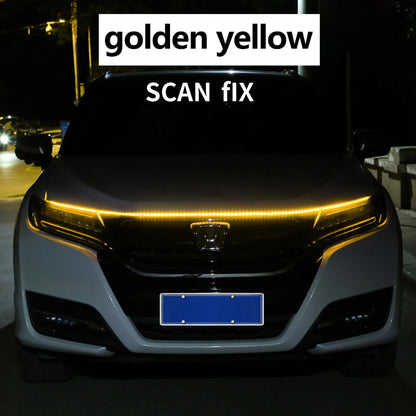 LED feux de jour balayage démarrage capot de voiture lumières décoratives DRL Auto moteur capot Guide lampe d'ambiance décorative 12V blanc
