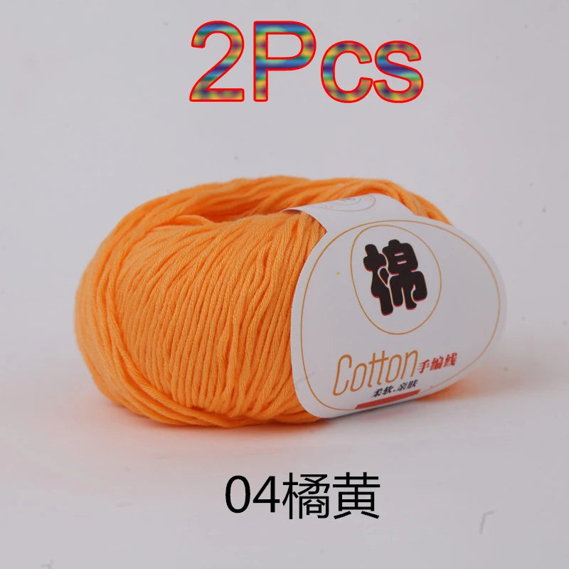 Fil à tricoter doux 100% coton, 2 pièces, fil au Crochet pour tricot, pull, couverture, gants, chapeau, écharpe, crochet, sac amigurumi, pantoufle