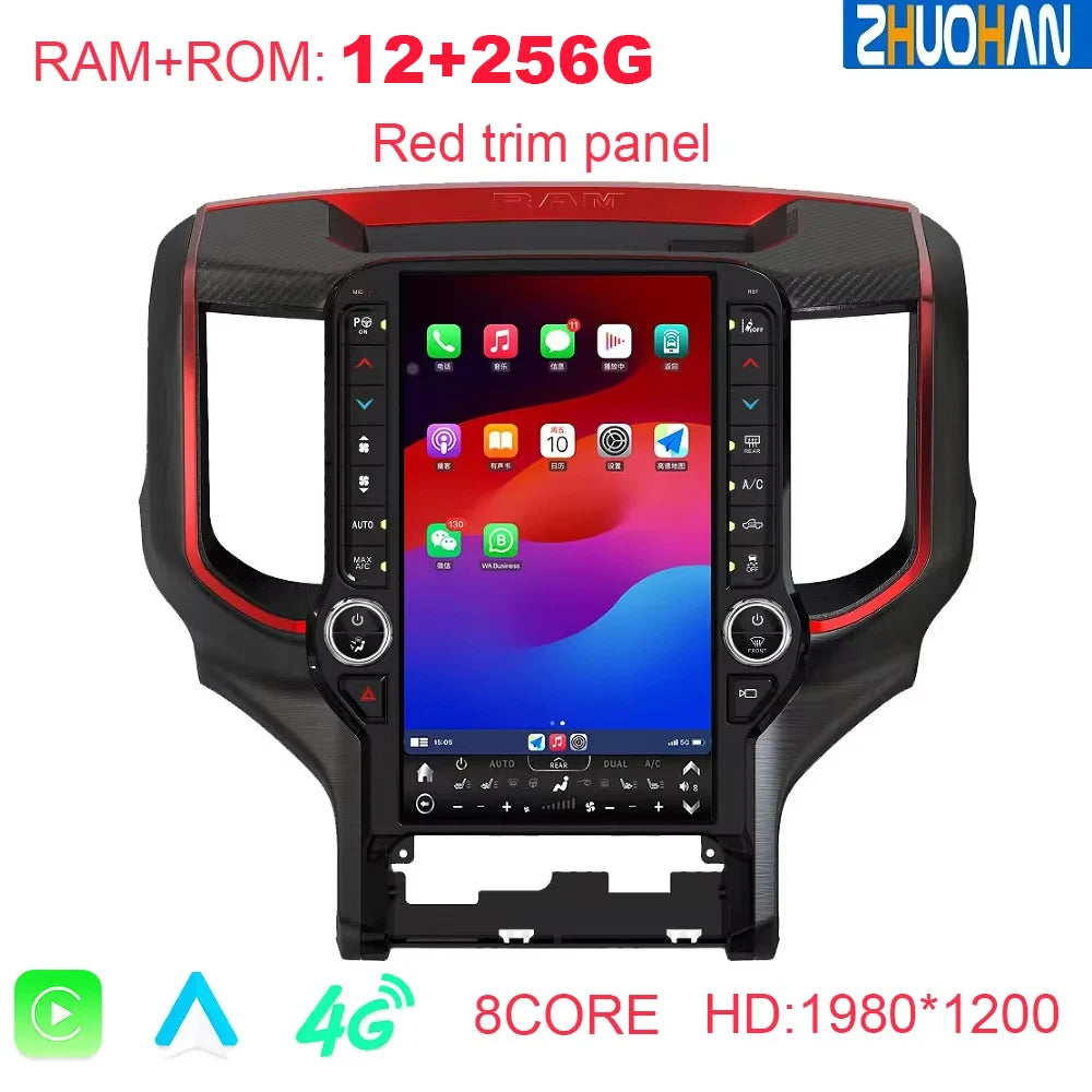 Autoradio Android 13 de 13.6 pouces, pour Dodge RAM 1500 2500 3500 2019 – 2022, lecteur multimédia stéréo automatique, écran tactile GPS