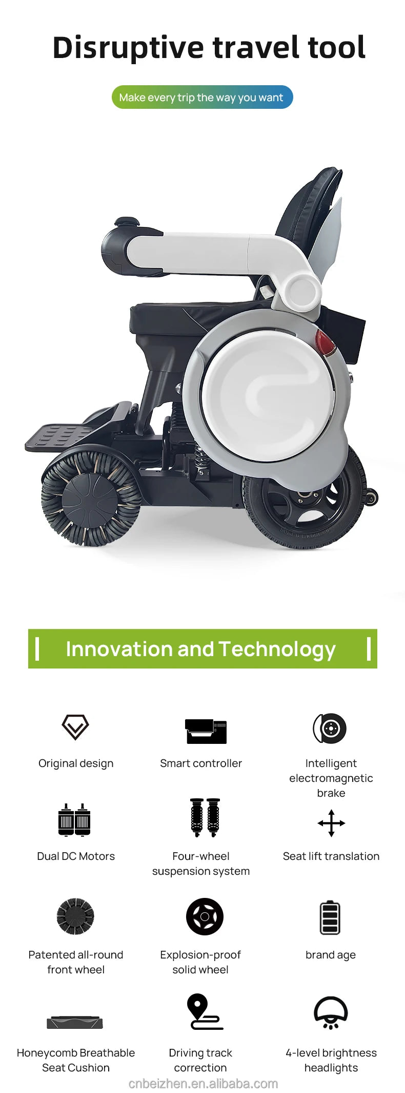 Fauteuil roulant électrique - pour la chaise robot de mobilité handicapée pour personnes handicapées