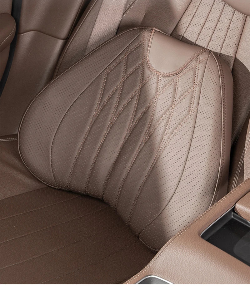 High Quality Universal Car Headrest Cushion Car Seat Neck Pillow Perforated Leather Breathable Lumbar Support Car Pillow