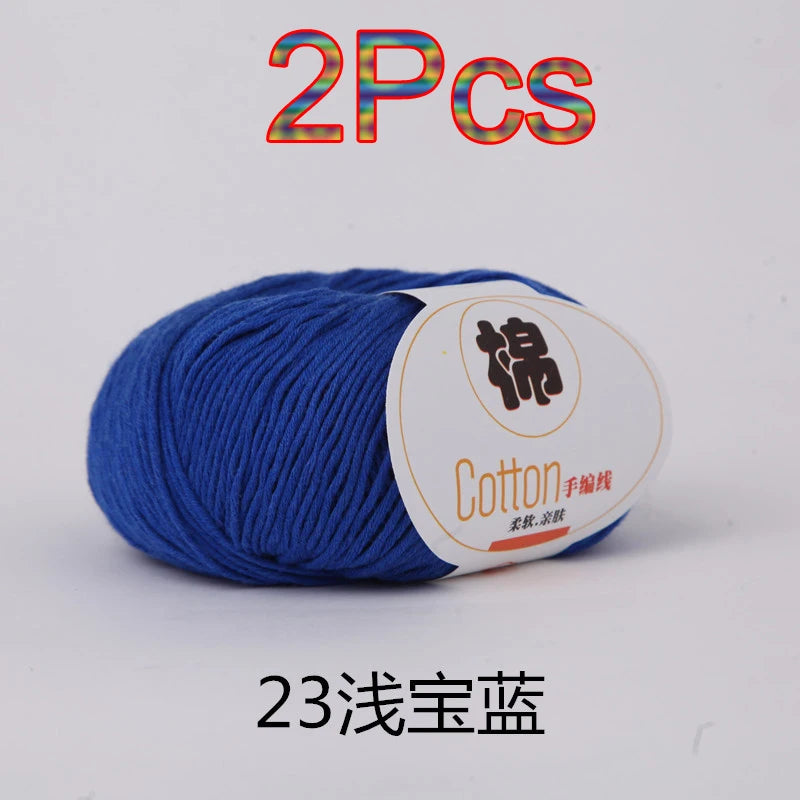 Fil à tricoter doux 100% coton, 2 pièces, fil au Crochet pour tricot, pull, couverture, gants, chapeau, écharpe, crochet, sac amigurumi, pantoufle
