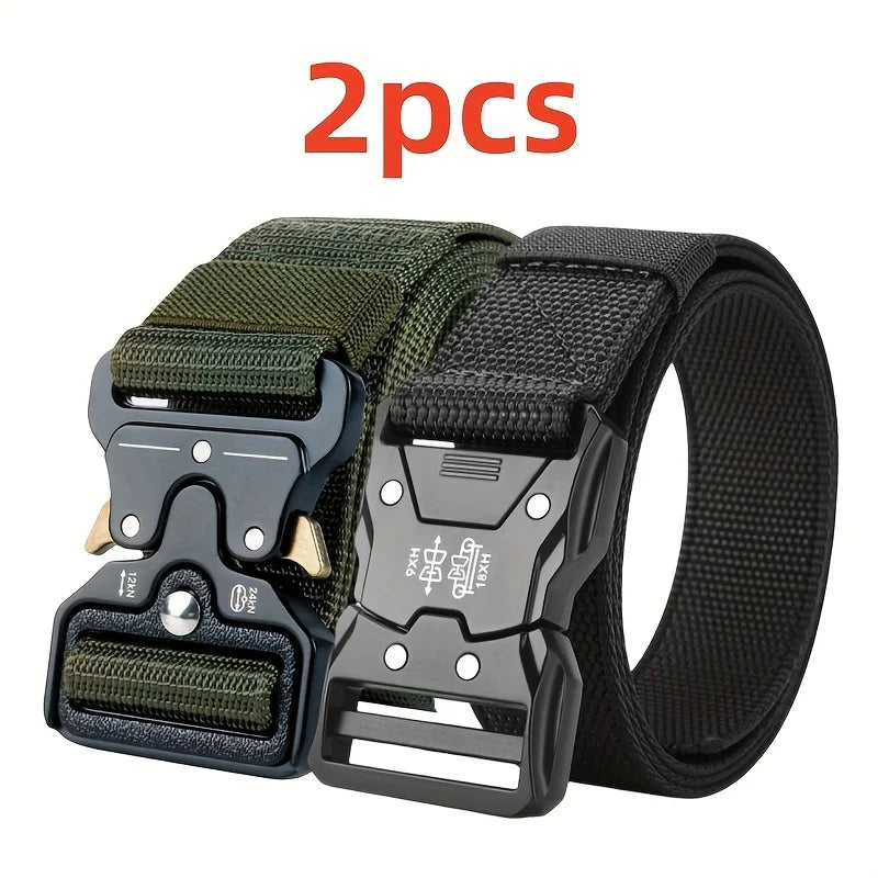 Ensemble de 2 pièces de nouvelle ceinture de taille pour hommes, ceinture décontractée à boucle à dégagement rapide, adaptée au cyclisme, à l'escalade, à la pêche, au golf et aux autres s