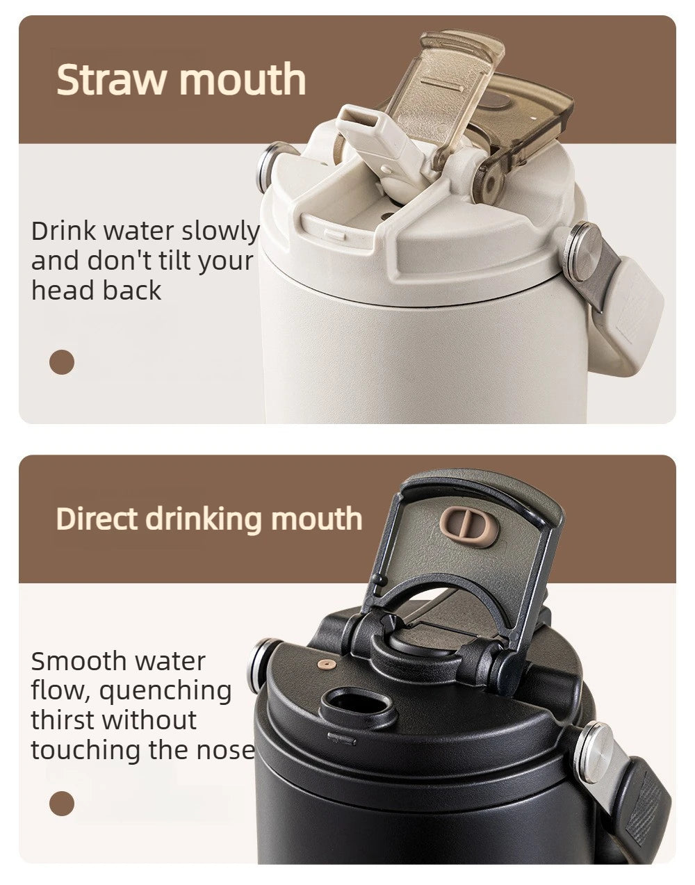 Gobelet à revêtement en céramique de 800ml, avec paille, bouteille d'eau isolée de grande capacité, étanche, poignée détachable, infuseur à thé pour voyage