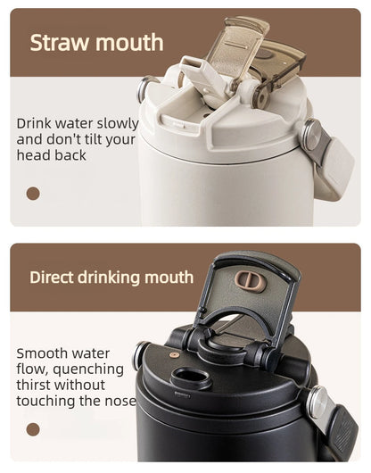 Gobelet à revêtement en céramique de 800ml, avec paille, bouteille d'eau isolée de grande capacité, étanche, poignée détachable, infuseur à thé pour voyage