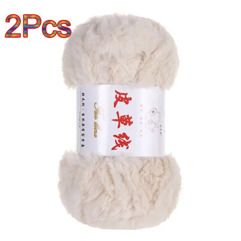 Fil de laine de vison au Crochet, 2 pièces, fil de fausse fourrure, cachemire, tricot à la main, fil de pull, vêtements, écharpe, fil de vison moelleux