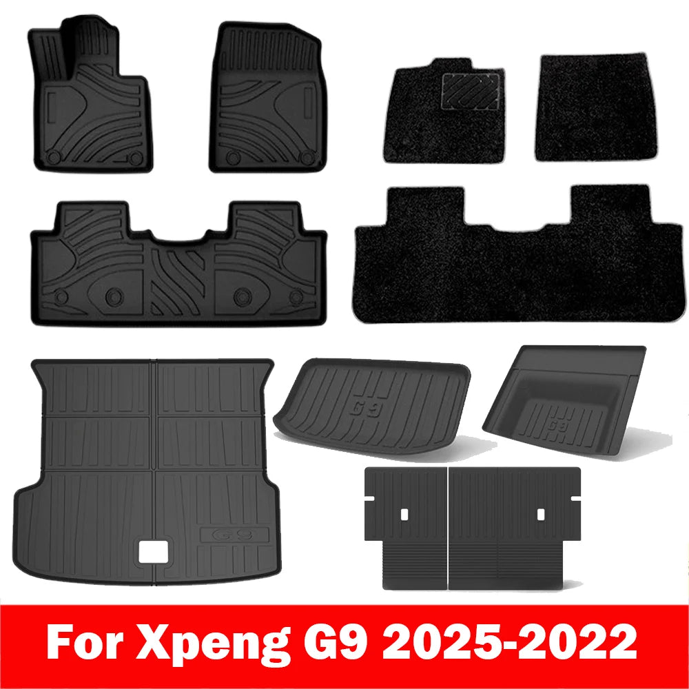 Tapis de sol et doublure de chargement en TPE pour Xpeng G9 2022 – 2024, doublures de sol toutes saisons, tapis de coffre en TPE, tampon étanche robuste LHD
