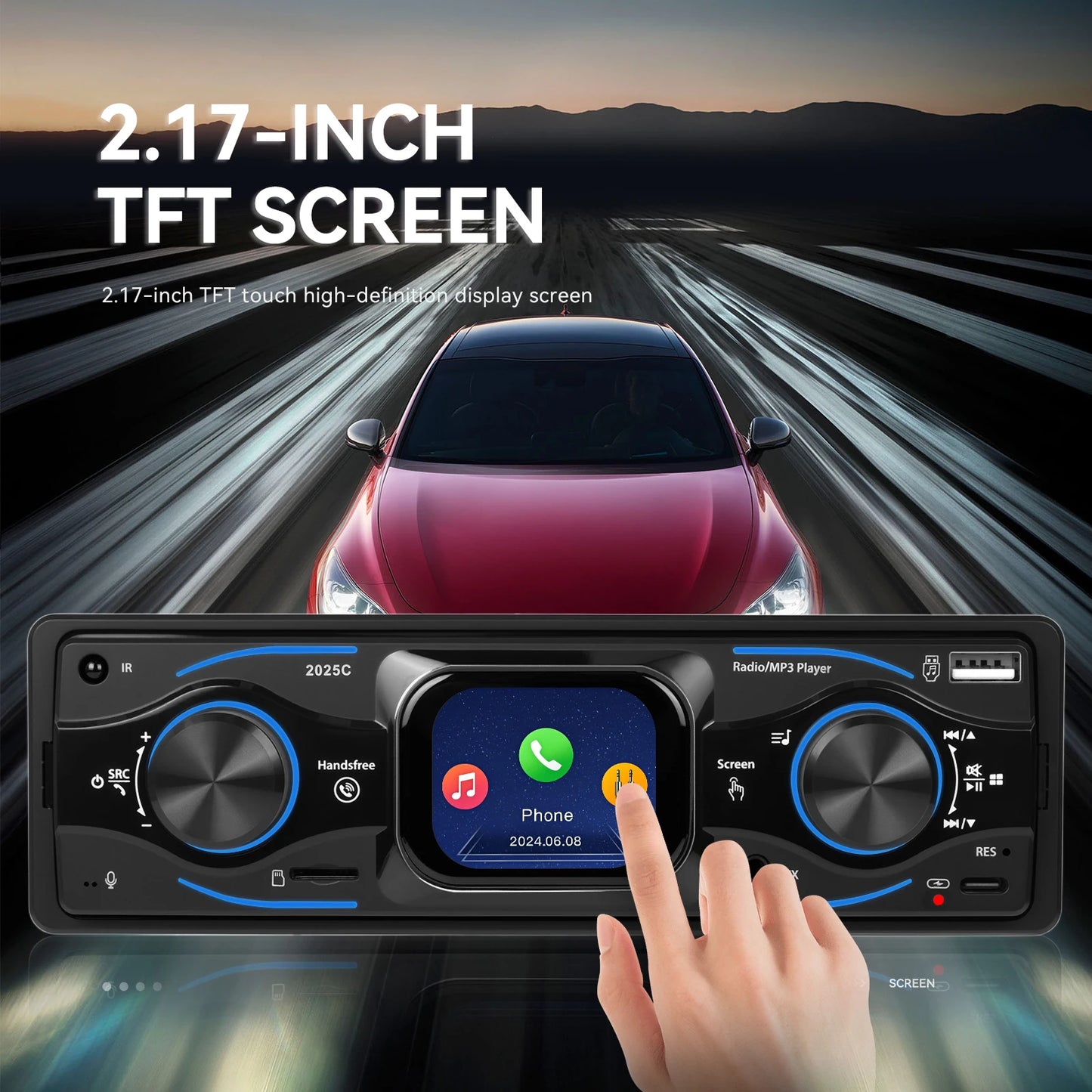Leekooluu autoradio 1Din Audio Bluetooth stéréo lecteur MP3 récepteur FM Support téléphone charge AUX/USB/TF carte dans Dash lecteur Mp3