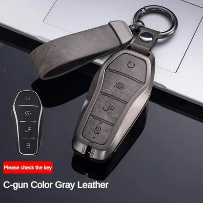 Étui pour clé pour BYD Song Plus Atto 3 Han EV Tang DM Qin joint dauphin cuir métal porte-clés à distance porte-clés accessoires de voiture