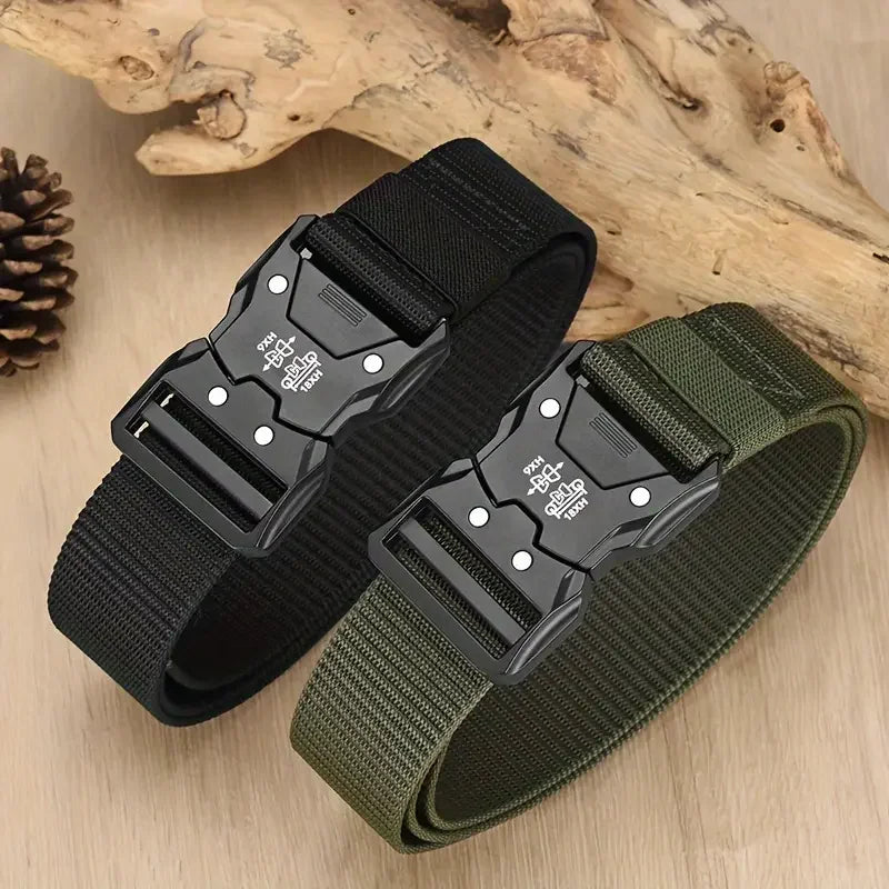 Ceinture tactique 2 pièces - Boucle automatique durable, parfaite pour les aventures en plein air, accessoires unisexes pour hommes et femmes