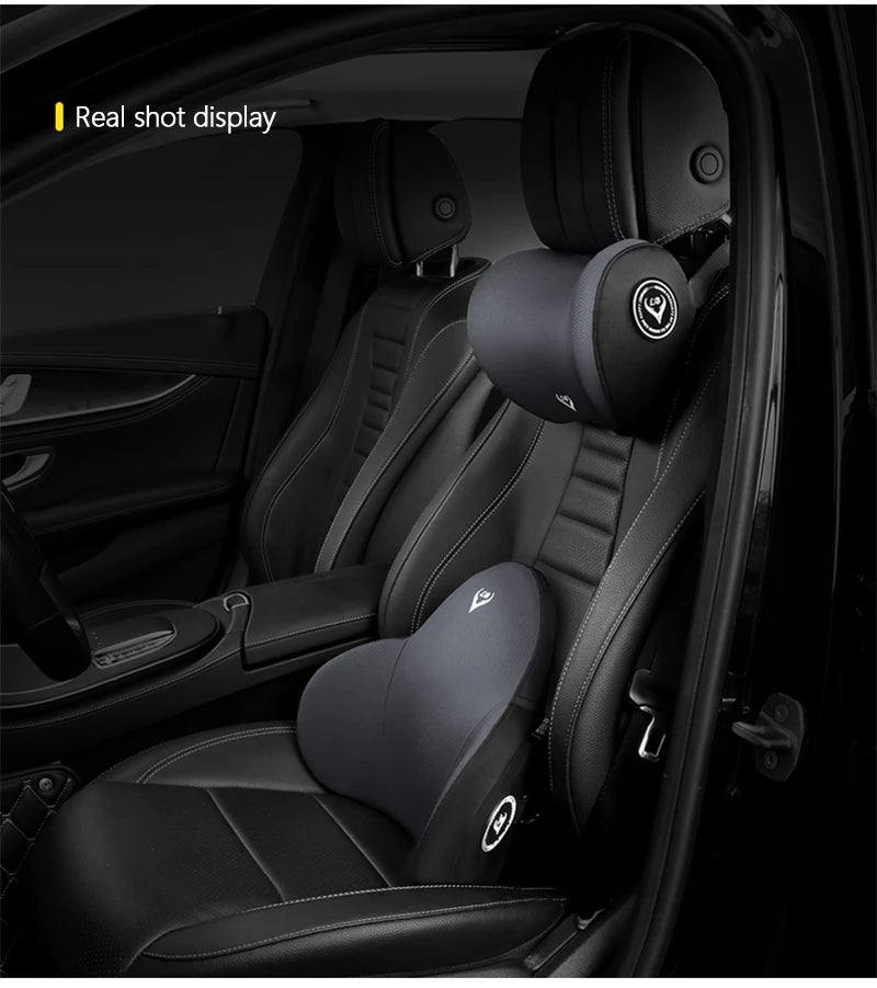 Car Electric Massage Headrest Lumbar Support Vibration Waist Lumbar Neck Pillow Backrest Cushion Car Seat Interior Accessories