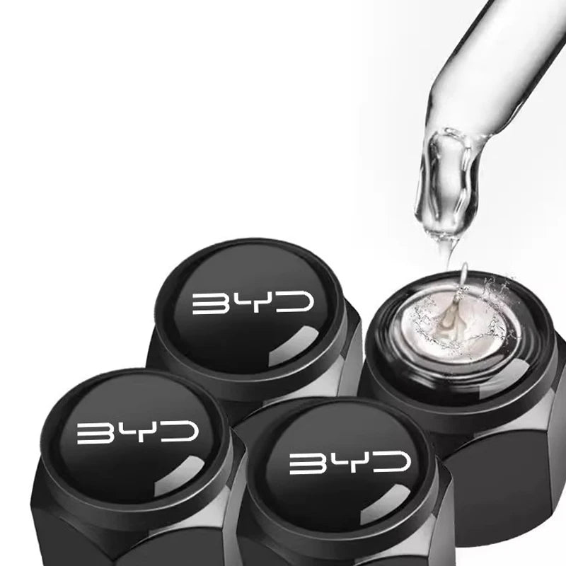 Valve de pneu de roue de voiture en métal, 5 pièce/ensemble, capuchon de Protection de tige d'air pour BYD ATTO 3 Yuan Qin Han TANG Plus DM-i Dolphin, accessoires automobiles